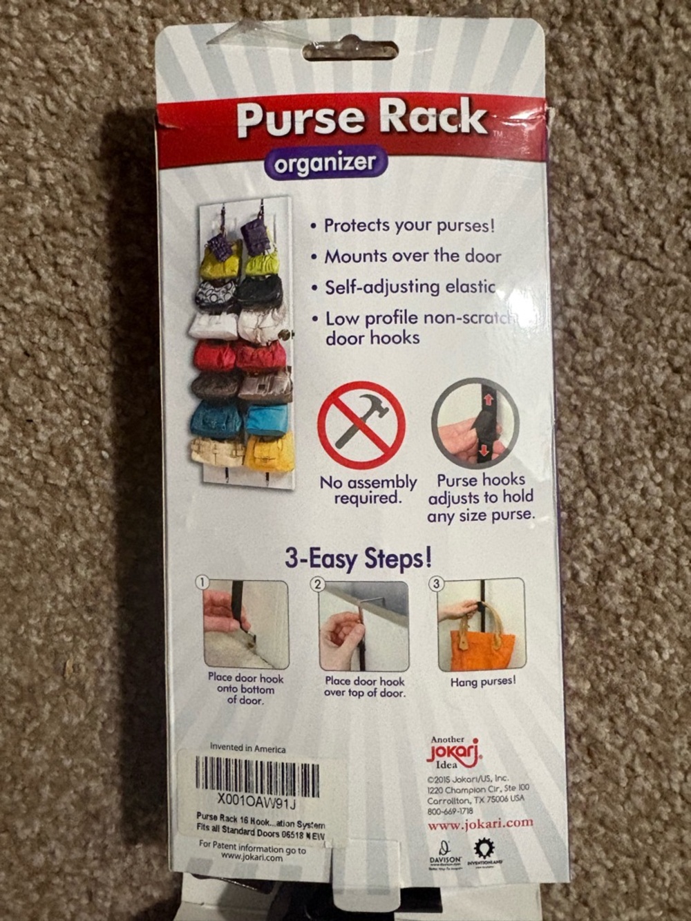 Purse organizer goes over the door - 1 holds 8 purses NEW - Picture 2 of 4